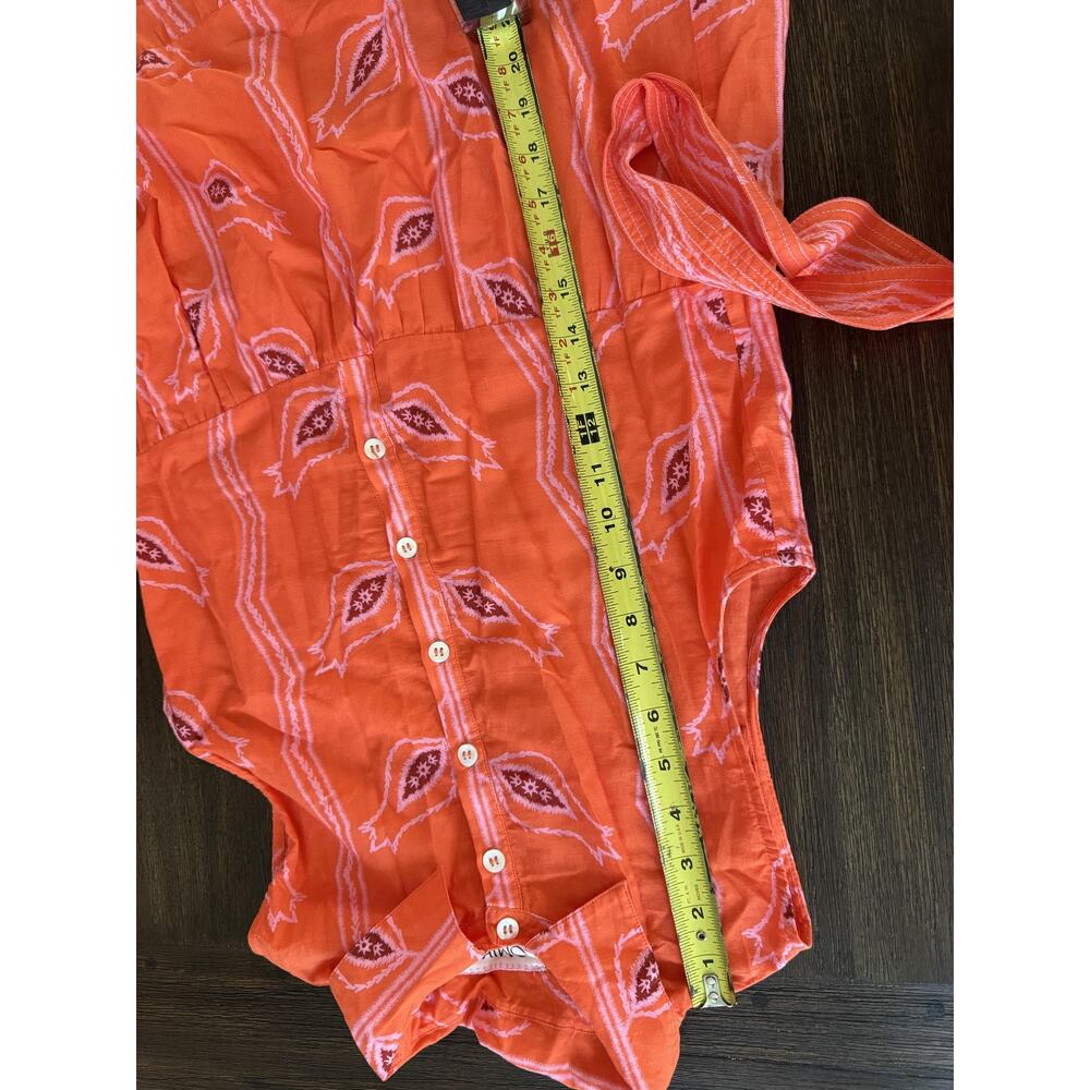 Omika Emeline Maxi Dress Womens Small Orange Vani Papaya Belted Shirt Tiered - Picture 10 of 14